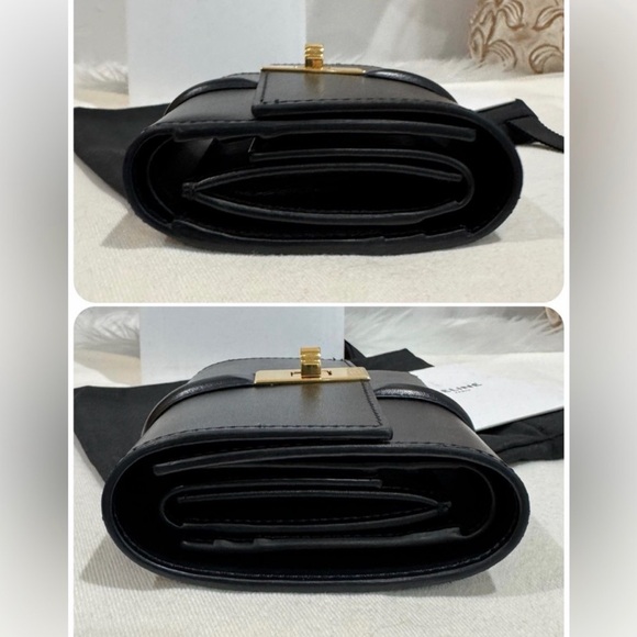 Celine Black Leather Wallet with gold clasp - Picture 11 of 13